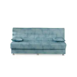 Schlafsofa in Webstoff Hellblau