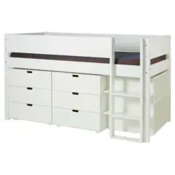 Mittelhohes Bett 90/200 cm Weiß