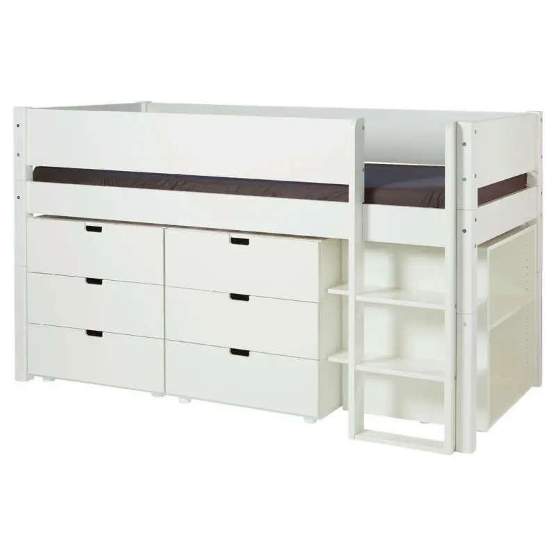 Mittelhohes Bett 90/200 cm Weiß