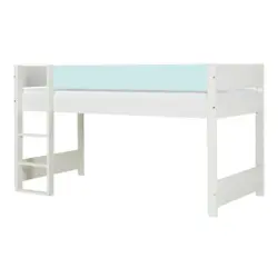 Mittelhohes Bett 90/200 cm Weiß, Mintgrün