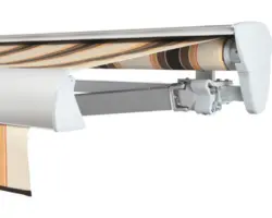 SOLUNA Halbkassettenmarkise Classic 3x2,5 Stoff Dessin 0842 Gestell E6EV1 silber eloxiert Antrieb rechts inkl. Motor, Wandschalter