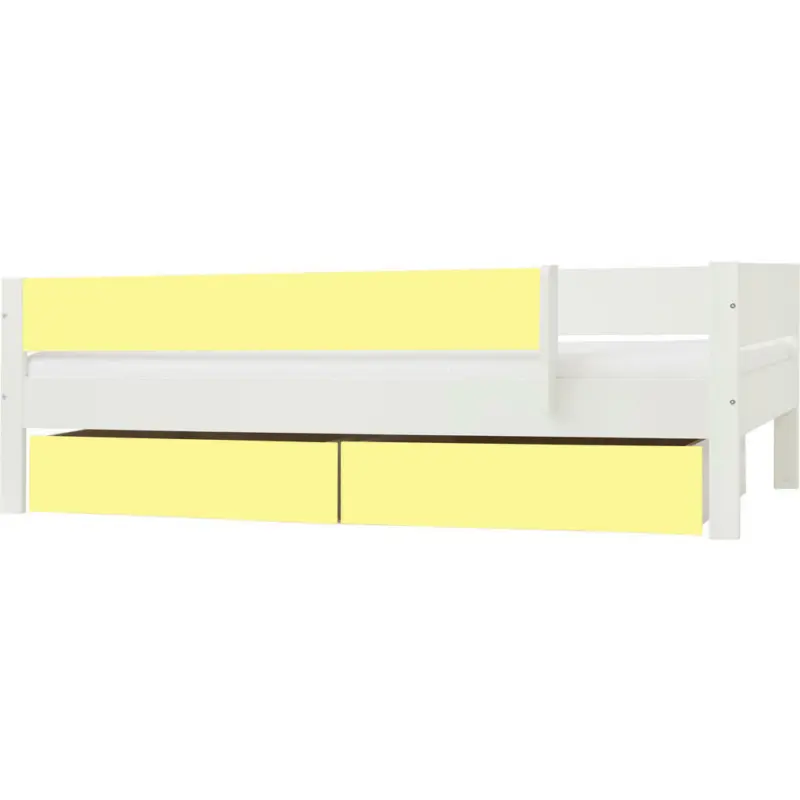 Bett 90/200 cm in Gelb, Wei&szlig;