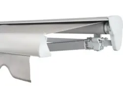 SOLUNA Halbkassettenmarkise Classic 4x3 Stoff Dessin 320923 Gestell E6EV1 silber eloxiert Antrieb rechts inkl. Motor, Wandschalter