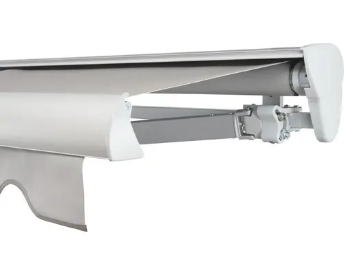 SOLUNA Halbkassettenmarkise Classic 4x3 Stoff Dessin 320923 Gestell E6EV1 silber eloxiert Antrieb rechts inkl. Motor, Wandschalter