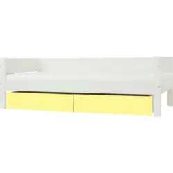 Bett 90/200 cm in Gelb, Weiß