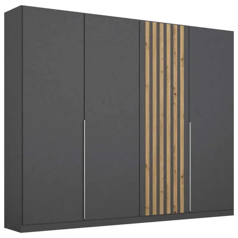 Drehtürenschrank in Eiche Artisan, Grau