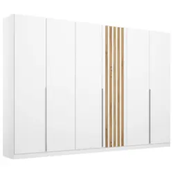 Drehtürenschrank in Eiche Artisan, Weiß