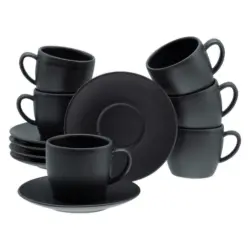 Tassenset Soft Touch Black 12-teilig
