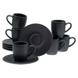 Tassenset Soft Touch Black 12-teilig