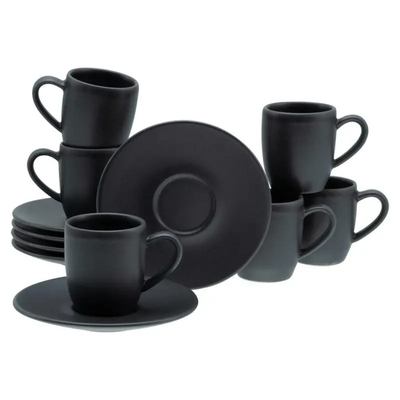 Tassenset Soft Touch Black 12-teilig