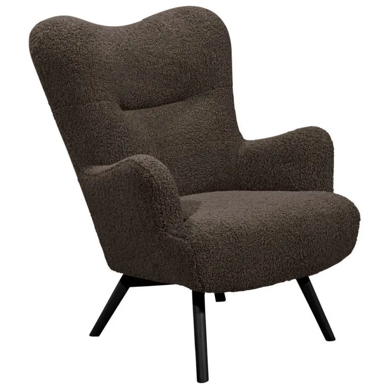 Sessel in Teddystoff Braun, Schwarz