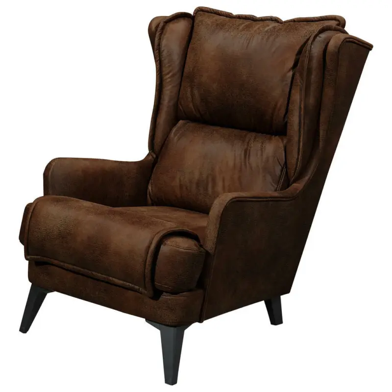 Ohrensessel in Mikrovelours Braun