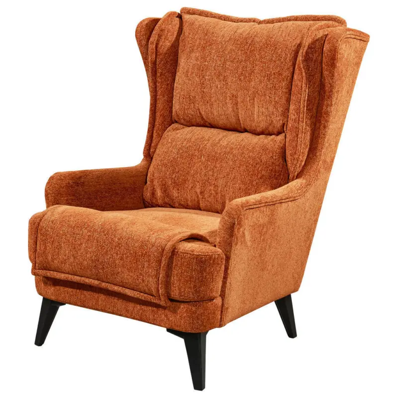 Ohrensessel in Webstoff Cognac