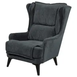 Ohrensessel in Webstoff Anthrazit