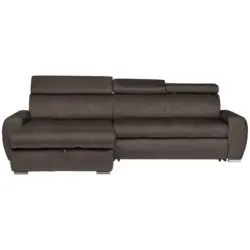 Ecksofa in Velours Graubraun