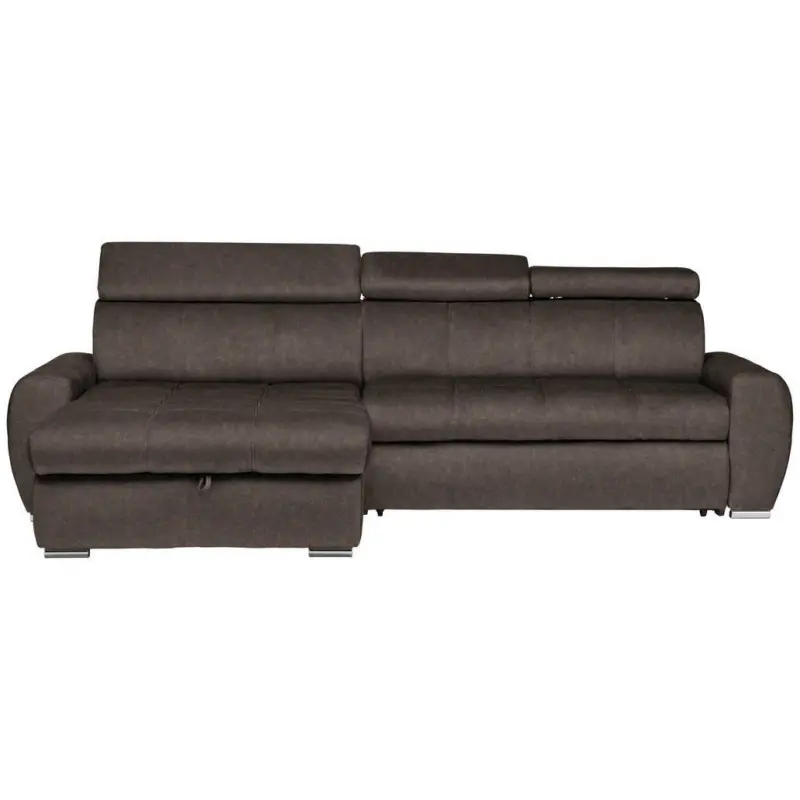 Ecksofa in Velours Graubraun