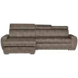 Ecksofa in Velours Braun