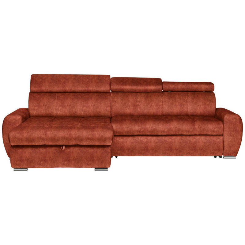 Ecksofa in Velours Rostfarben