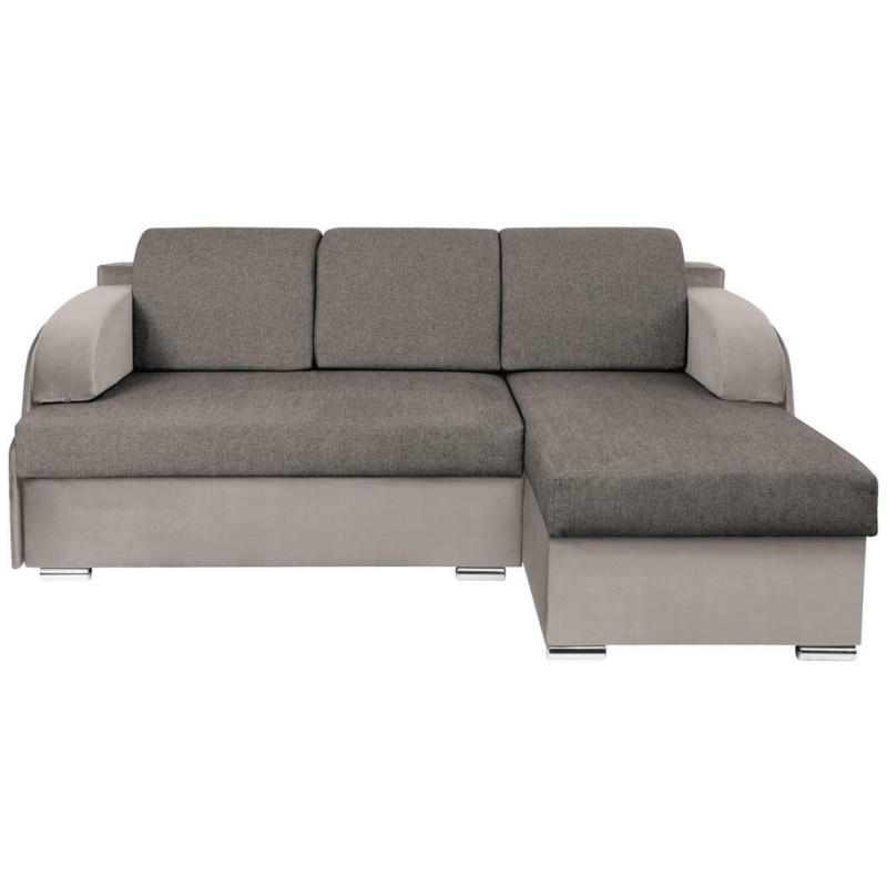 Eckschlafsofa in Chenille, Velours Taupe