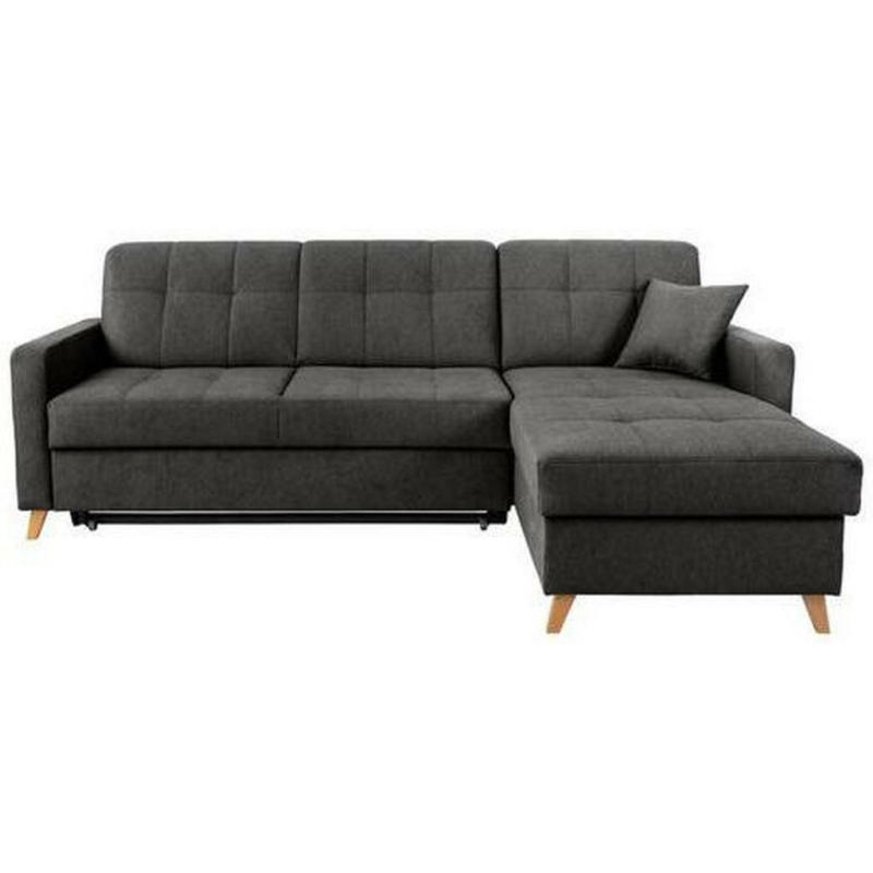 Eckschlafsofa in Mikrovelours Grau