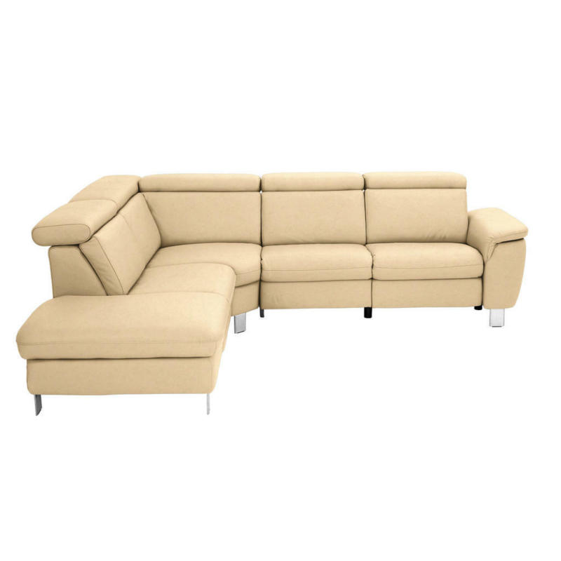 Ecksofa in Echtleder Beige