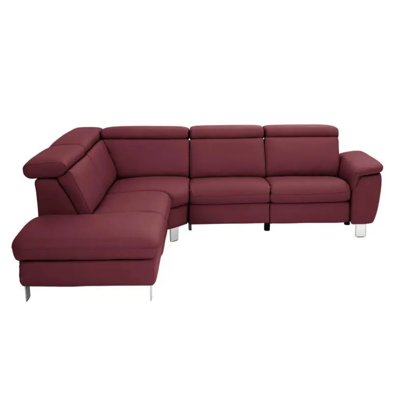 Ecksofa in Echtleder Weinrot