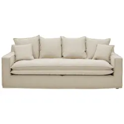 Dreisitzer-Sofa in Flachgewebe, Bouclé Beige