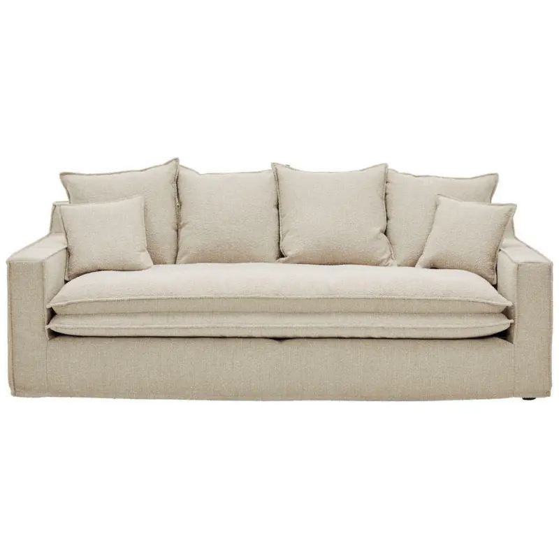 Dreisitzer-Sofa in Flachgewebe, Bouclé Beige