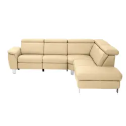 Ecksofa in Echtleder Beige