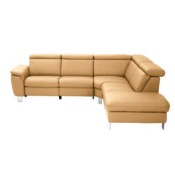 Ecksofa in Echtleder Cognac