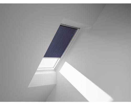 VELUX Sichtschutzrollo dunkelblau uni manuell Rahmen aluminium RFL 102 9050S