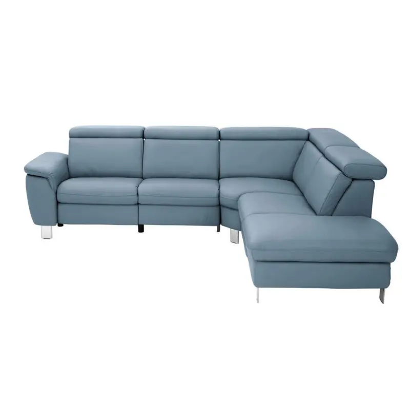 Ecksofa in Echtleder Blau