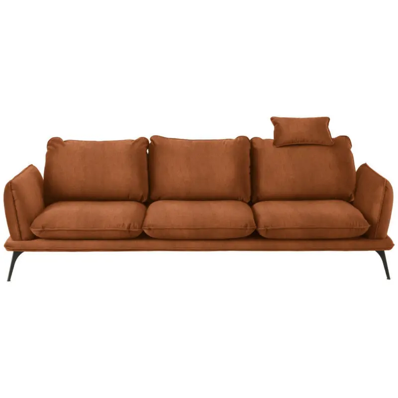Dreisitzer-Sofa in Velours Rostfarben