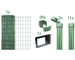 Zaunkomplett-Set ALBERTS Fix-Clip Pro® zum Einbetonieren 25 m x 122 cm grün