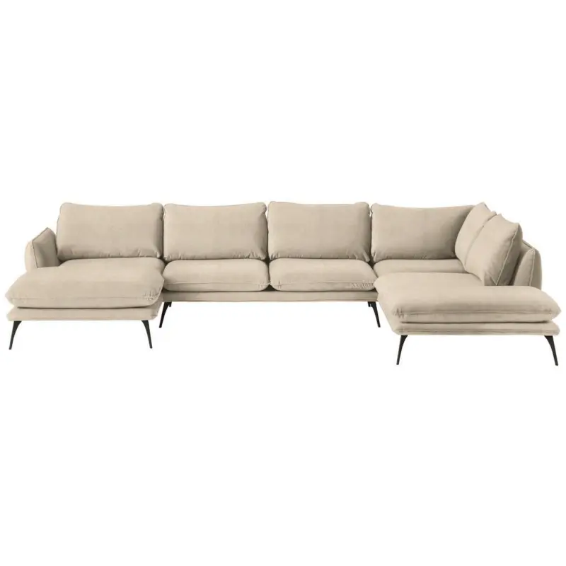 Wohnlandschaft in Velours Hellbraun