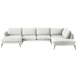 Wohnlandschaft in Velours Hellgrau