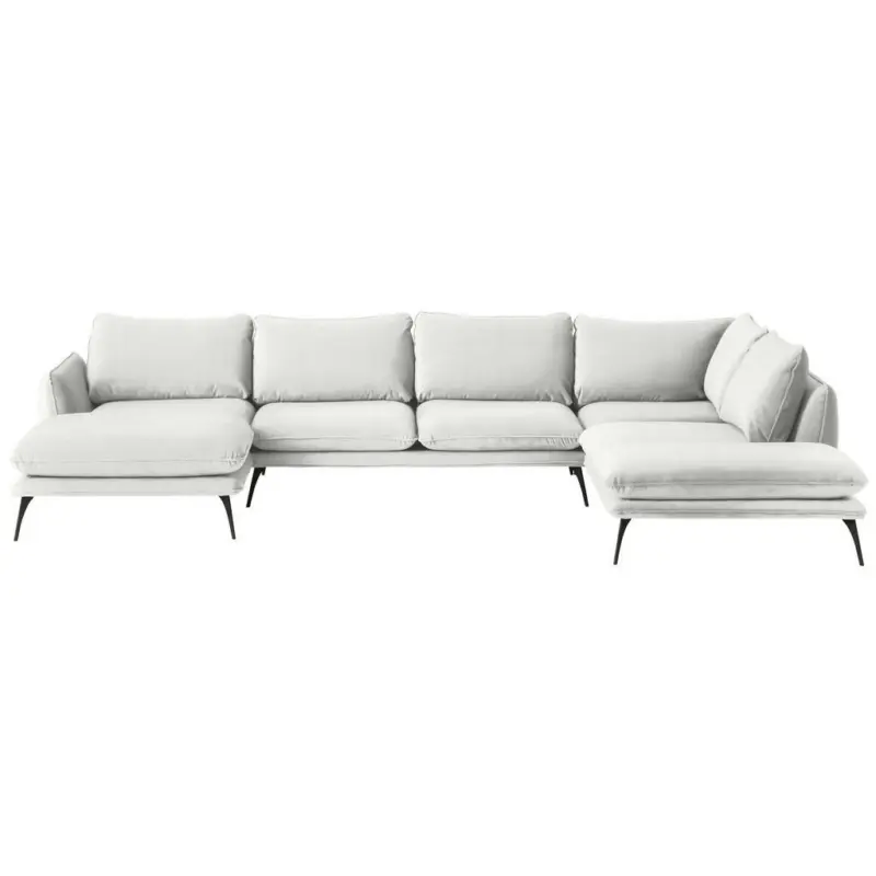 Wohnlandschaft in Velours Hellgrau