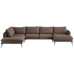 Wohnlandschaft in Velours Dunkelbraun