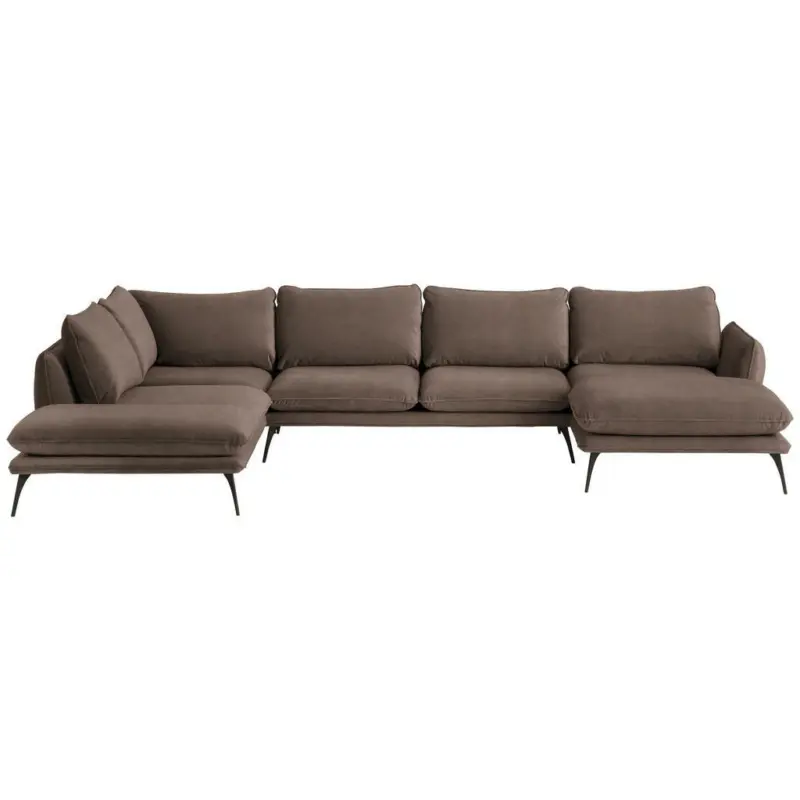 Wohnlandschaft in Velours Dunkelbraun