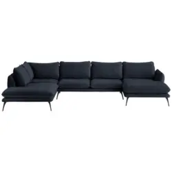 Wohnlandschaft in Velours Schwarz