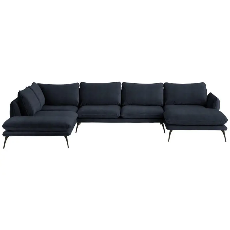 Wohnlandschaft in Velours Schwarz
