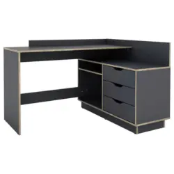 Eckschreibtisch 129/105/84 cm in Anthrazit, Eichefarben