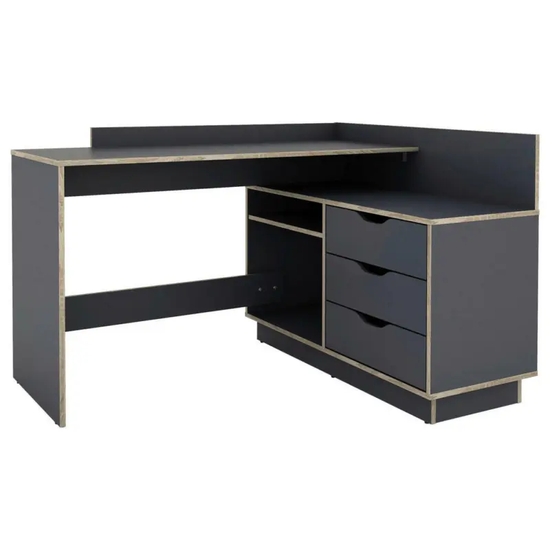 Eckschreibtisch 129/105/84 cm in Anthrazit, Eichefarben