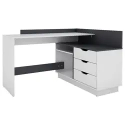 Eckschreibtisch 129/105/84 cm in Schwarz, Weiß