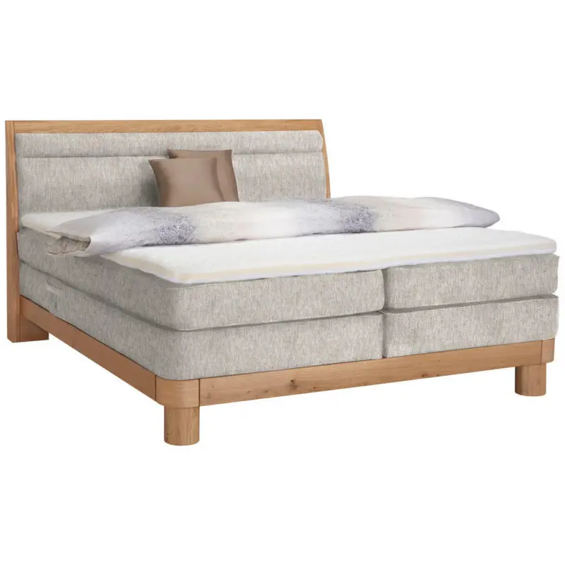 Boxspringbett 180/200 cm in Eichefarben, Beige