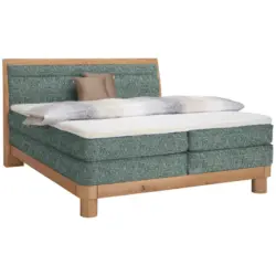 Boxspringbett 160/200 cm in Blau, Grün, Eichefarben