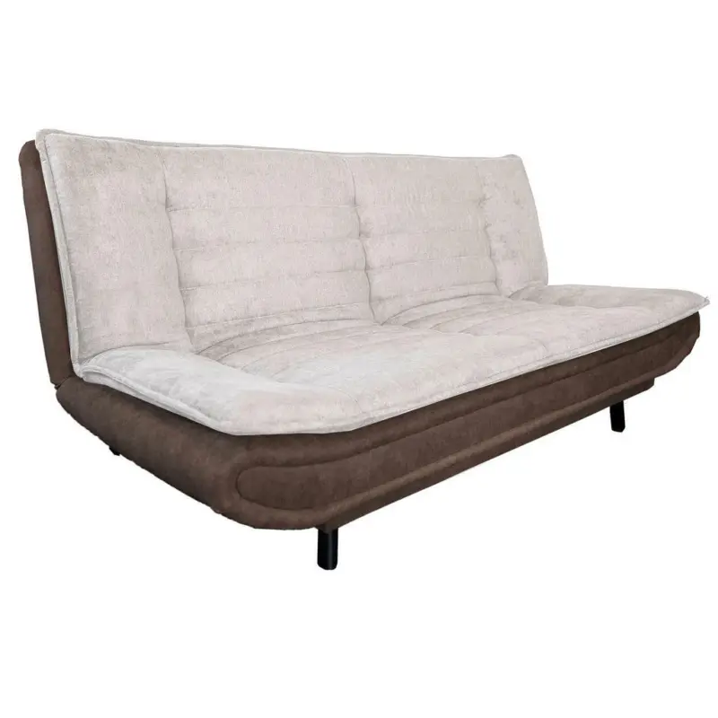 Schlafsofa in Mikrofaser, gesteppt Braun, Taupe