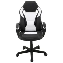 Gamingstuhl in Lederlook, Netz Schwarz, Weiß