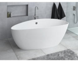 Freistehende Ovale Badewanne Ria Rechts 157x70x56 cm weiß