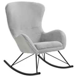 Schaukelsessel in Plüsch Grau, Schwarz